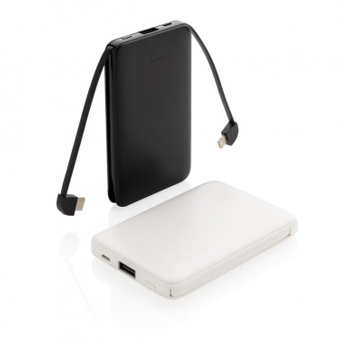 Logo trade ärikingi pilt: Reklaamtoode: 5.000 mAh Pocket Powerbank with integrated cables, black