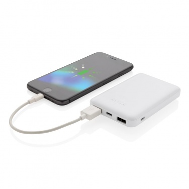 Logotrade ärikingituse foto: Reklaamkingitus: 5.000 mAh wireless charging pocket powerbank, white