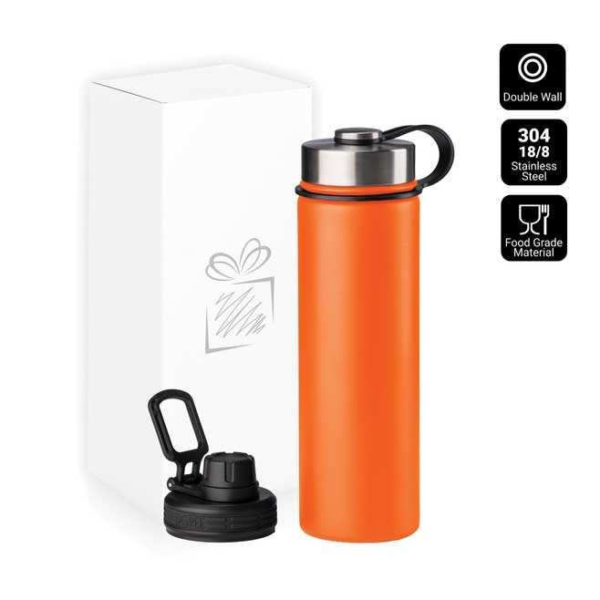 Logotrade reklaamtoote foto: Termoskruus Nordic kahe korgiga, 650 ml, oranž