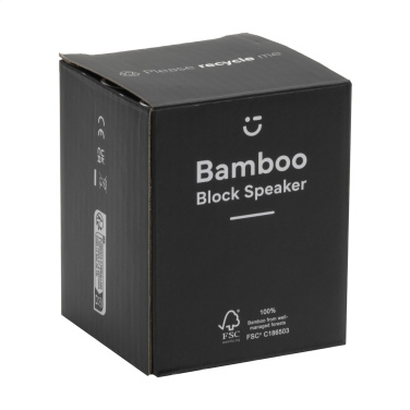 Logo trade firmakingituse pilt: Bamboo Block kõlar koos juhtmevaba laadijaga