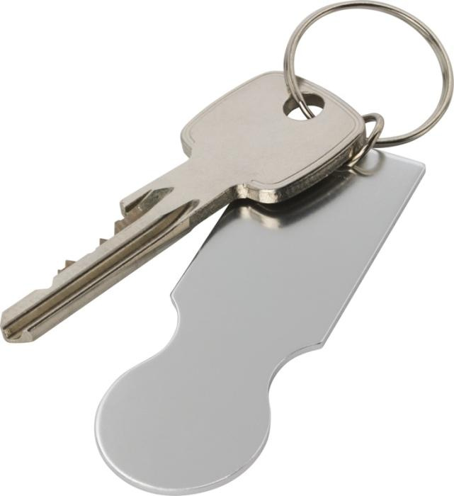 Logotrade meene foto: Rhea hõbedane võtmehoidja ostukärule