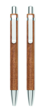 Logotrade reklaamkingi foto: Akaatsiapuust pastakate ja pliiatsite komplekt