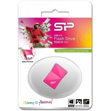 Logotrade mainoslahja tuotekuva: Women USB stick pink Silicon Power Touch T08 16GB