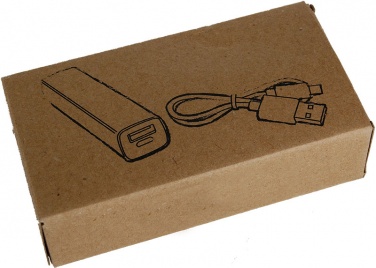 Logo trade liikelahjat tuotekuva: Powerbank 2200 mAh with USB port in a box, valge