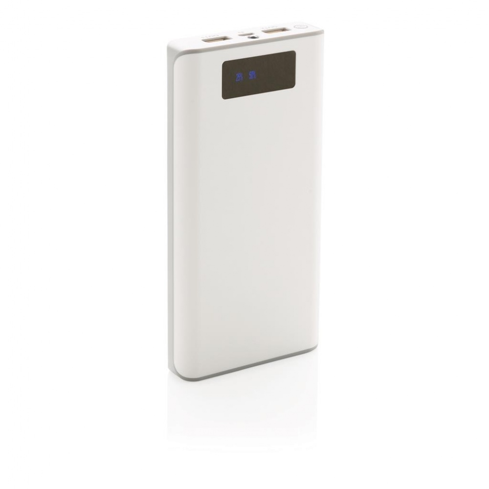 Logotrade liikelahja tuotekuva: Reklaamtoode: 20.000 mAh powerbank with display, white