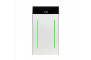 Logotrade mainoslahja tuotekuva: Reklaamkingitus: 6.000 mAh flat powerbank digital display, hõbedane