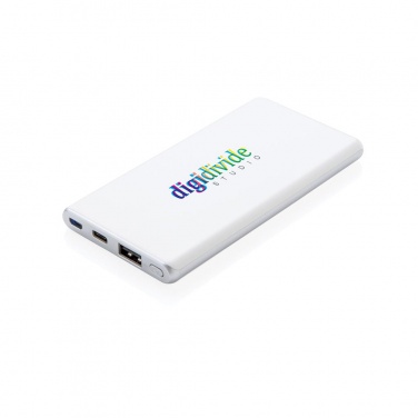 Logo trade mainoslahja ja liikelahja tuotekuva: Firmakingitus: Ultra fast 5.000 mAh powerbank, white