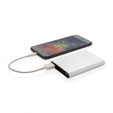 Logotrade liikelahja mainoslahja kuva: Meene: Aluminium 5.000 mAh pocket powerbank, silver