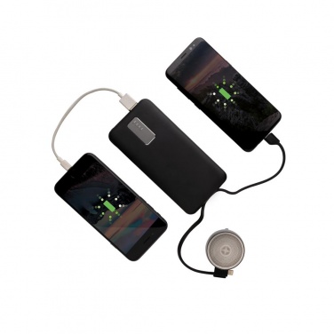 Logotrade liikelahja tuotekuva: Reklaamkingitus: 10.000 mAh powerbank with integrated cable, black