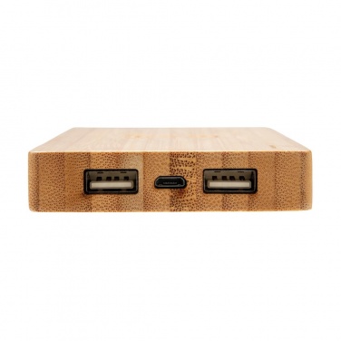 Logotrade mainoslahja tuotekuva: Firmakingitus: Bamboo 4.000 mAh wireless 5W Powerbank, brown