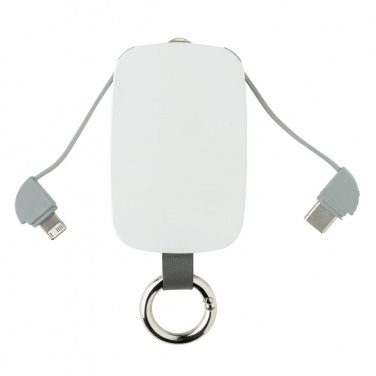 Logotrade mainoslahjat ja liikelahjat tuotekuva: Reklaamkingitus: 1.200 mAh Keychain Powerbank with integrated cables, white