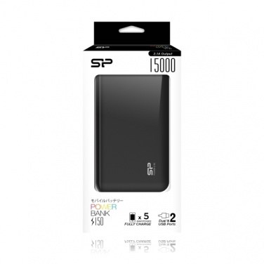 Logo trade liikelahja kuva: Akupank Silicon Power S150 15000 mAh, must/valge