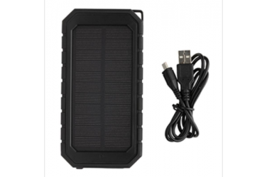 Logo trade liikelahja mainoslahja tuotekuva: Firmakingitus: 10.000 mAh Solar Powerbank with 10W Wireless Charging, black