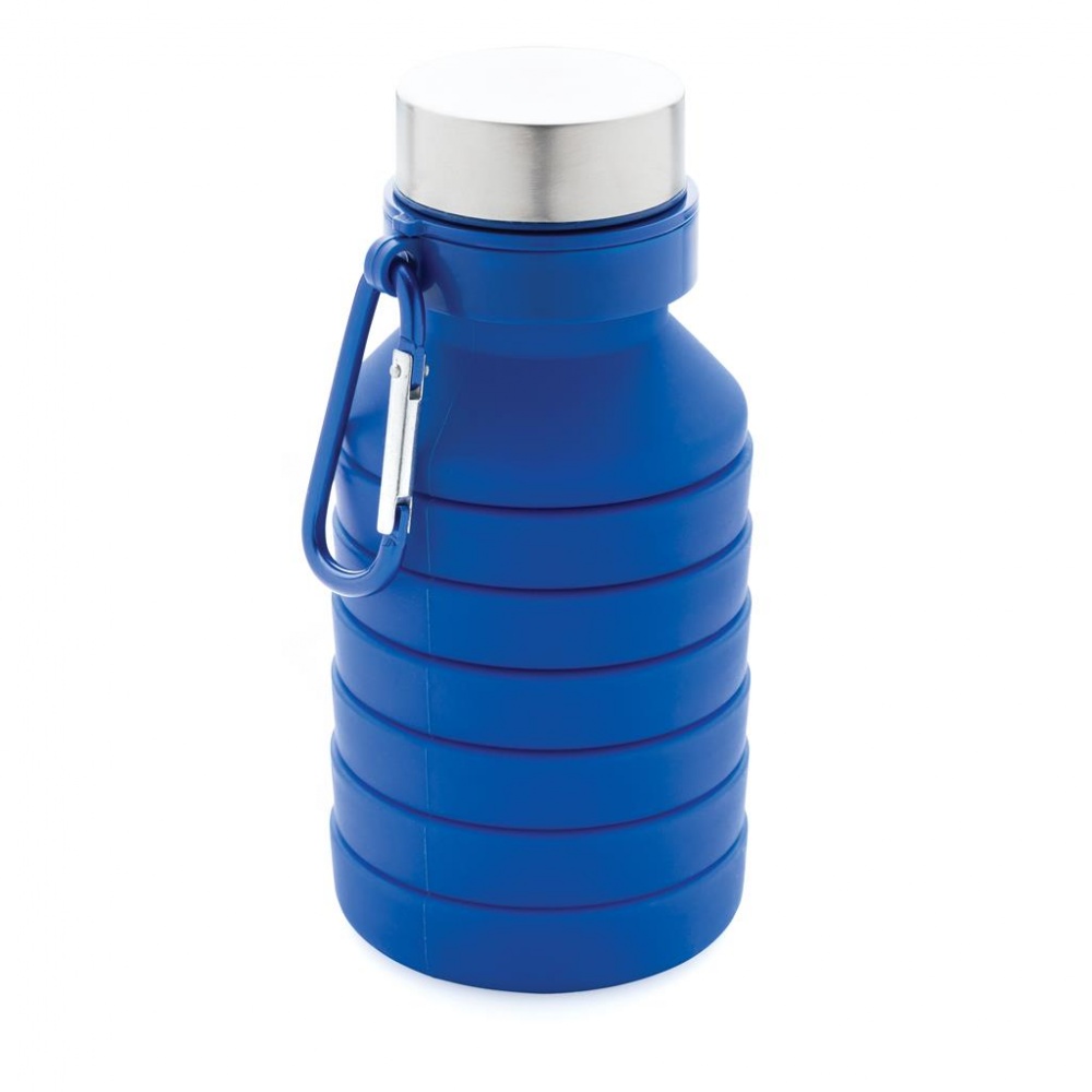 Logo trade mainostuote kuva: Reklaamkingitus: Leakproof collapsible silicon bottle with lid, blue