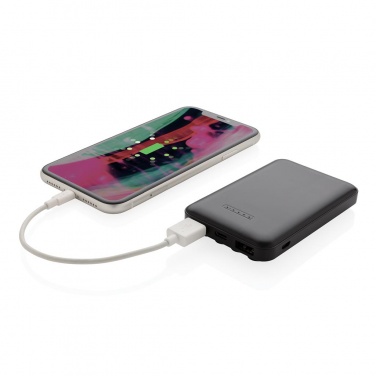 Logo trade liikelahja mainoslahja tuotekuva: Reklaamtoode: 5.000 mAh wireless charging pocket powerbank, black