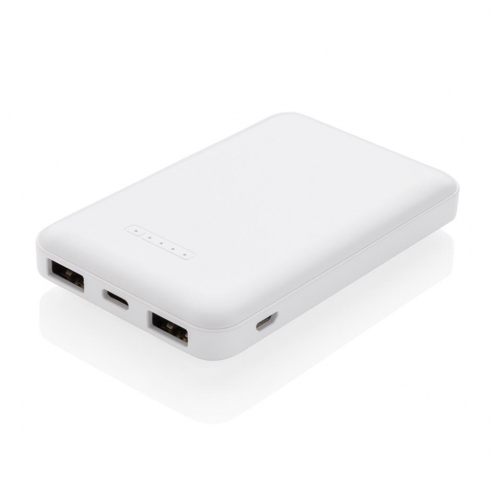 Logotrade liikelahja tuotekuva: Reklaamkingitus: 5.000 mAh wireless charging pocket powerbank, white