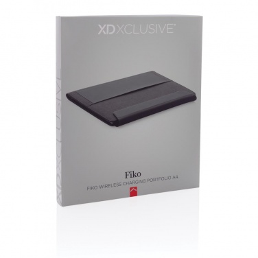 Logo trade mainostuotet tuotekuva: Firmakingitus: Fiko wireless charging portfolio A4 with powerbank, black