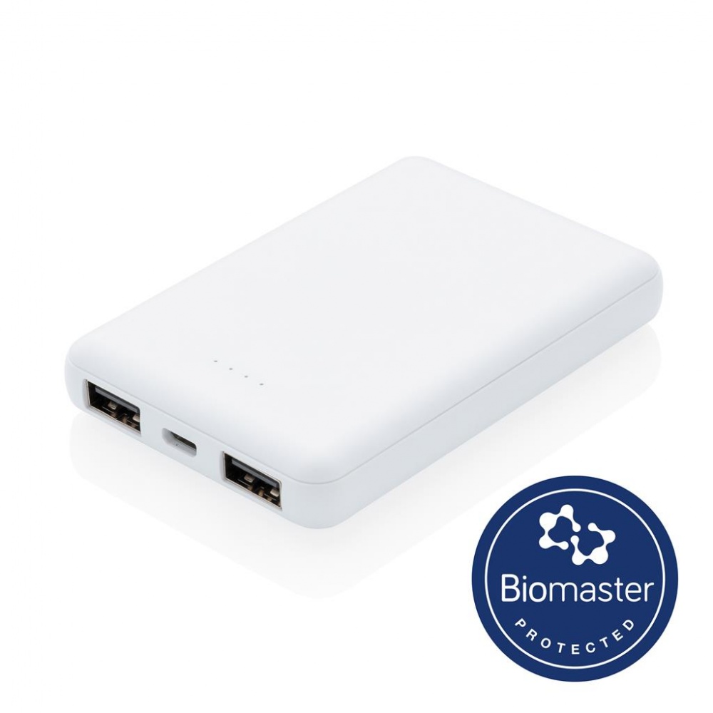 Logo trade mainostuotet tuotekuva: Reklaamkingitus: 5.000 mAh antimicrobial powerbank, white