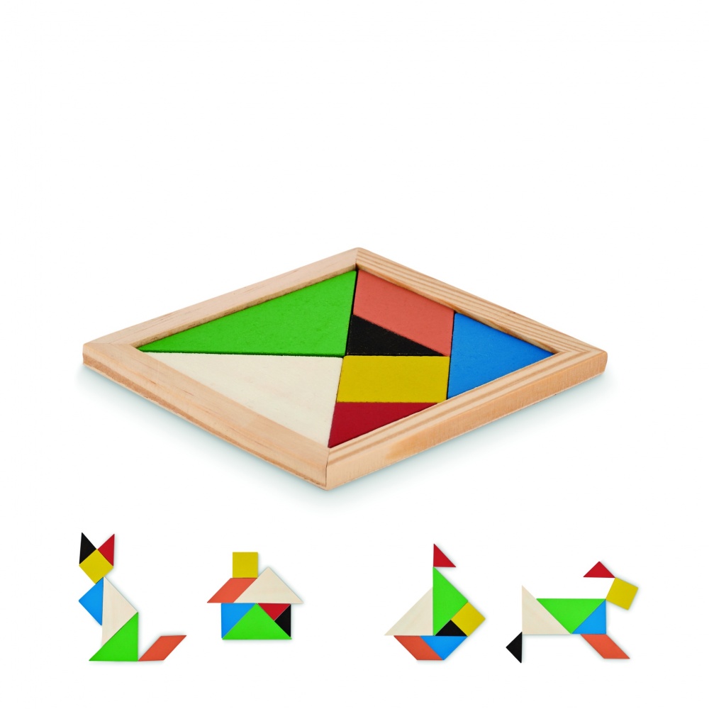 Logo trade liikelahja kuva: Tangram-palapeli puusta