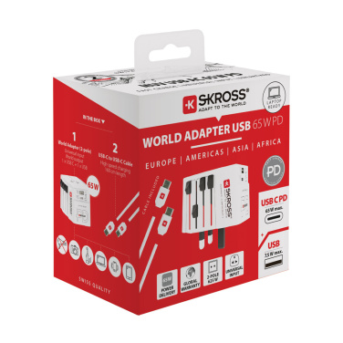 Logo trade mainoslahjat ja liikelahjat kuva: SKROSS World Travel adapteri MUV 65W PD USB C -kaapelilla