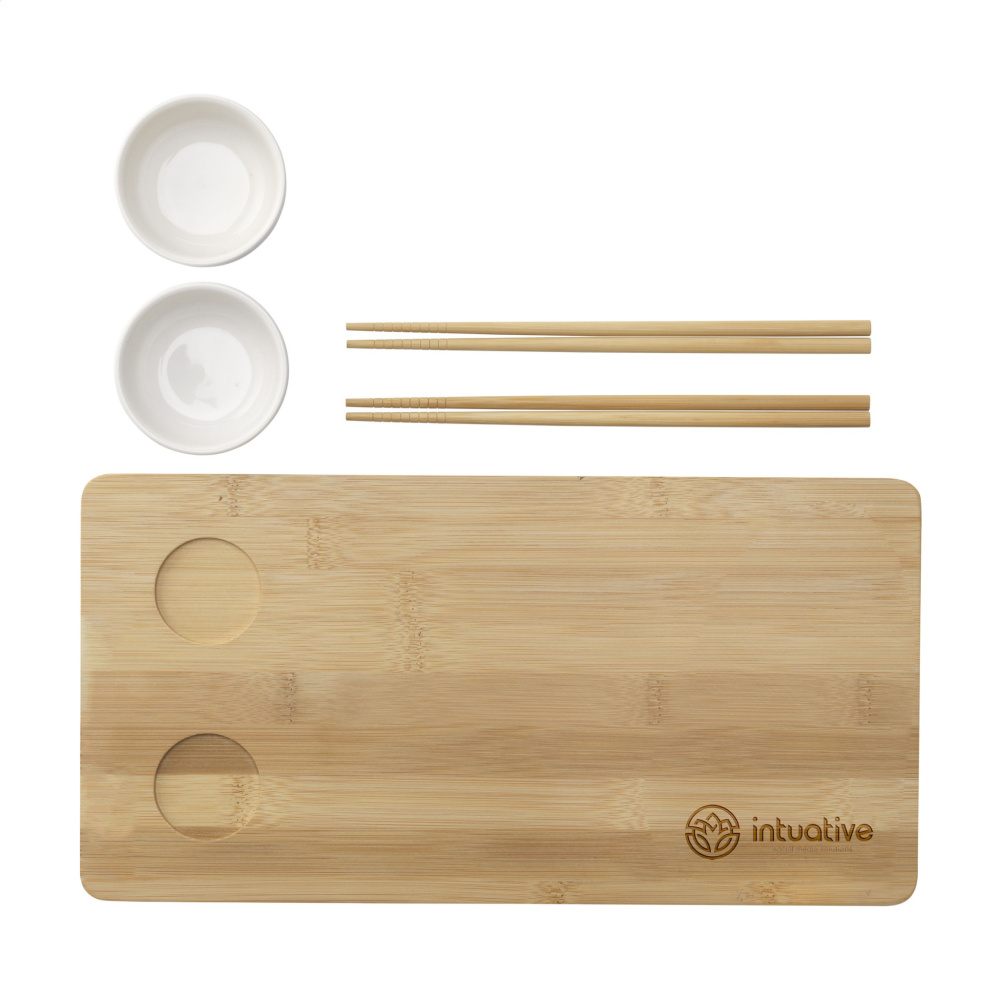 Logotrade mainostuote tuotekuva: Temaki Bamboo Sushi Tray lahjasetti