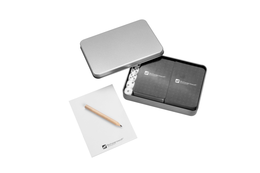 Logotrade liikelahjat mainoslahjat tuotekuva: Sarja pelikortteja ja noppia MURRAY Schwarzwolf