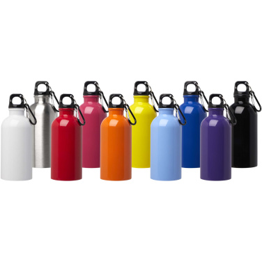 Logo trade mainostuotet tuotekuva: Oregon 400 ml:n RCS-sertifioitu, yksiseinämäinen, ruostumattomasta teräksestä valmistettu vesipullo jousihaalla