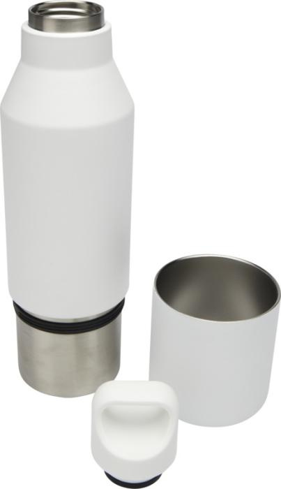 Logotrade mainoslahja tuotekuva: Odessy 600 ml:n RCS-sertifioitu kierrätetystä ruostumattomasta teräksestä tehty termospullo 300 ml:n kupilla