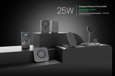 Logo trade mainoslahjat tuotekuva: Quantum ultra-nopea 10 000 mAh magneettinen 25 W powerbank.