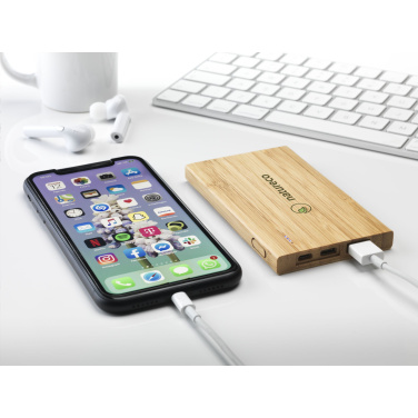 Logotrade reklaminiai produktai nuotrauka: Bamboo 4000 Powerbank išorinis įkroviklis