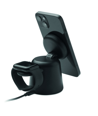 Logotrade reklaminės dovanos nuotrauka: 3 viename belaidis įkroviklis 15 W