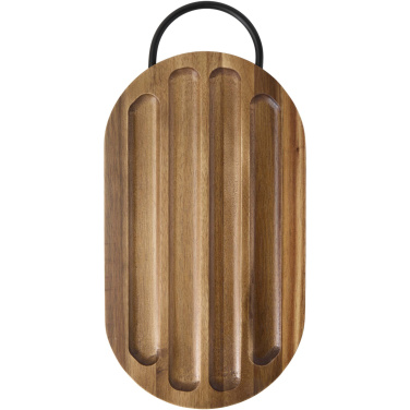 Logotrade verslo dovanos nuotrauka: Prestižinė akacijos medienos pjaustymo lentelė su duonos peiliu