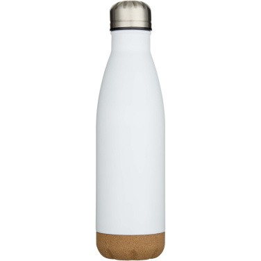 Logotrade reklaminiai produktai nuotrauka: „Cove“ 500 ml talpos dvigubos sienelės vakuuminiu būdu izoliuotas nerūdijančio plieno vandens butelis su kamštinėmis detalėmis