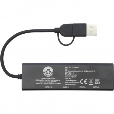 Logotrade korporatīvās dāvanas foto: Rise RCS pārstrādāta alumīnija USB 2.0 centrmezgls