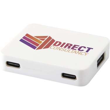 Logotrade ziemassvētku dāvanas foto: Gaia 4 portu USB centrmezgls ar USB-A un C tipa izeju un divkāršu ieeju - izgatavots no pārstrādātas plastmasas