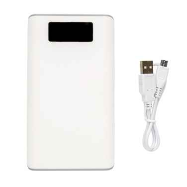 Лого трейд бизнес-подарки фото: Reklaamtoode: 10.000 mAh powerbank with display, white