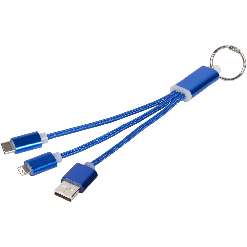 Лого трейд pекламные cувениры фото: Metal 3-in-1 Charging Cable, синий