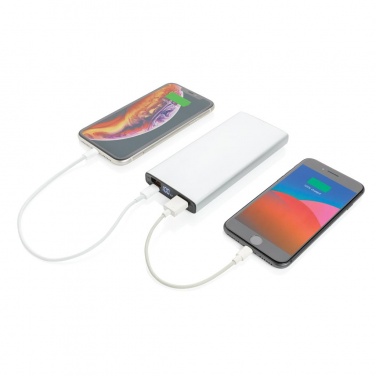 Логотрейд pекламные подарки картинка: Meene: Aluminum 18W 10.000 mAh PD Powerbank, silver