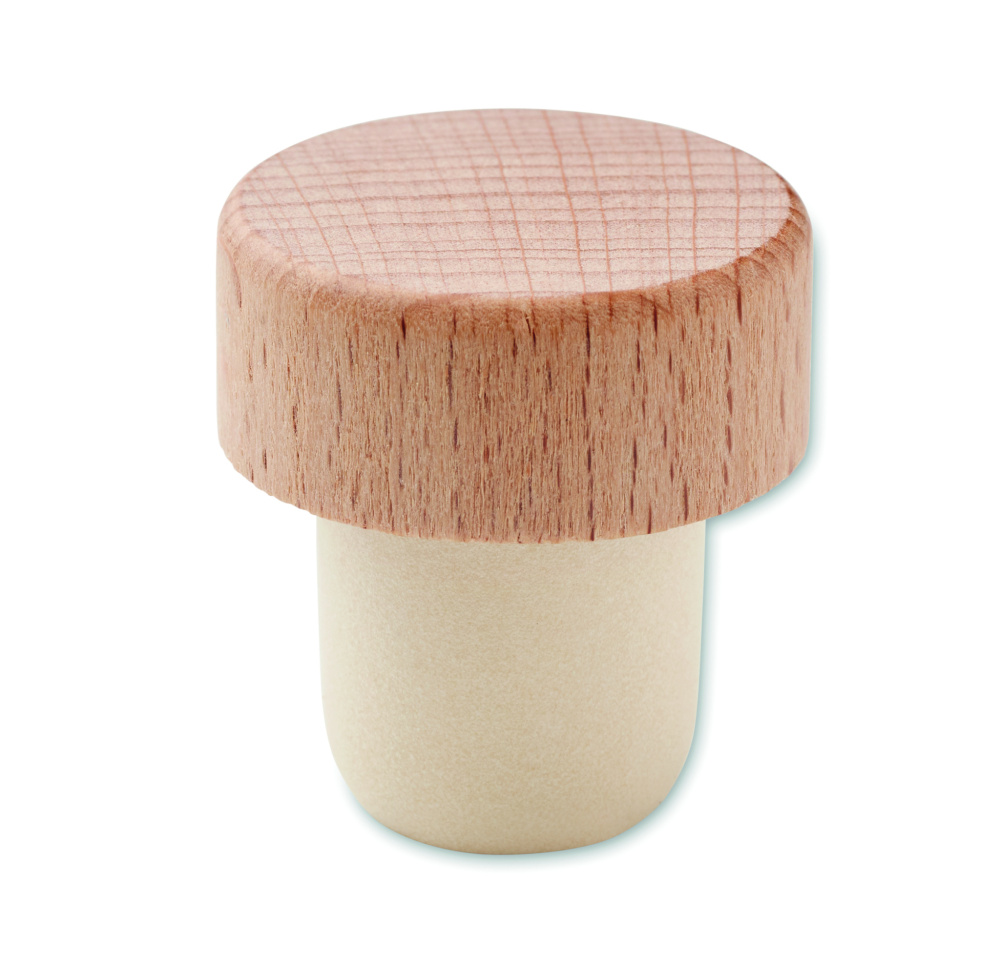 Логотрейд pекламные cувениры картинка: Beech wood bottle stopper