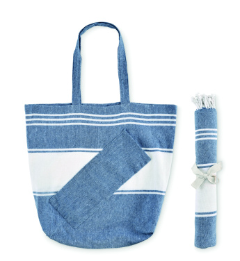 Лого трейд бизнес-подарки фото: Beach bag with hammam towel