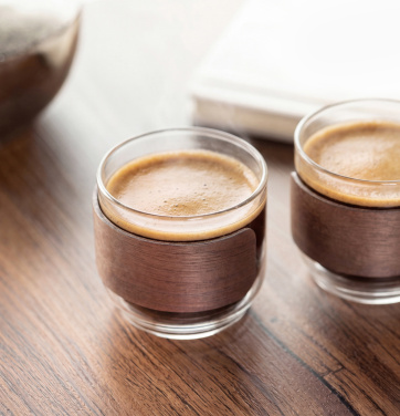 Лого трейд бизнес-подарки фото: Coffee glass set walnut grip