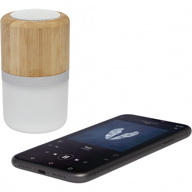 Logotrade kampanjprodukter bild: Aurea  Bluetooth® högtalare i bambu med ljus