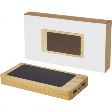 Logotrade presentreklam bild: Alata 8 000 mAh soldriven powerbank av bambu