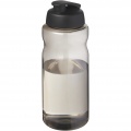 H2O Active® Eco Big Base 1-liters sportflaska med uppfällbart lock, Träkol / Solid svart