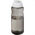 H2O Active® Eco Big Base 1-liters sportflaska med uppfällbart lock, Träkol / Vit