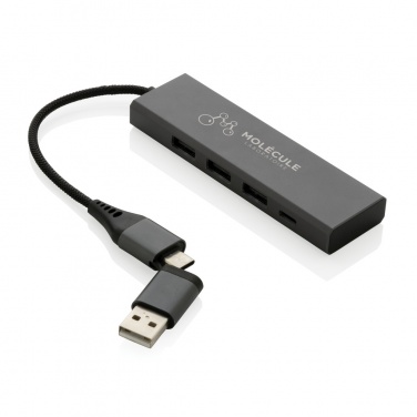 Logotrade kampanjprodukter bild: Terra hub med 3 USB portar i RCS återvunnen aluminium