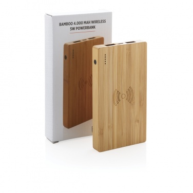 Logotrade reklamprodukter bild: Bambu 4.000 mAh trådlös 5W powerbank