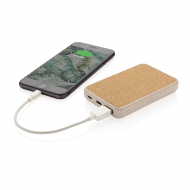 Logotrade presentreklam bild: Kork och vete 5.000 mAh fickpowerbank