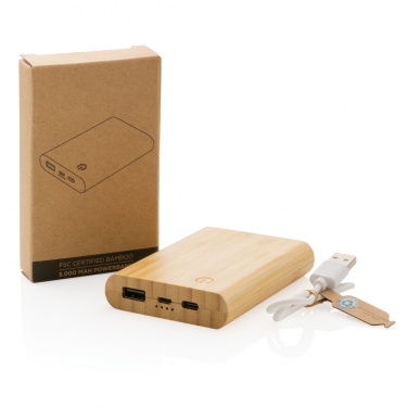 Logotrade profilreklam bild: 5.000 mAh powerbank i bambu