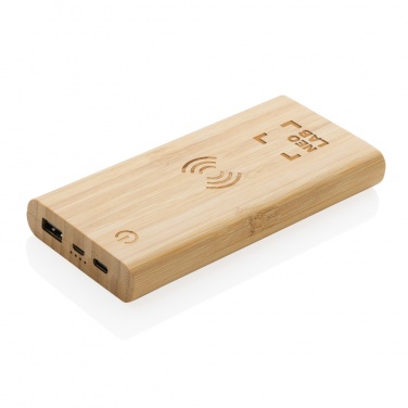 Logotrade presentreklam bild: 8.000 mAh, 5W trådlös powerbank i bambu